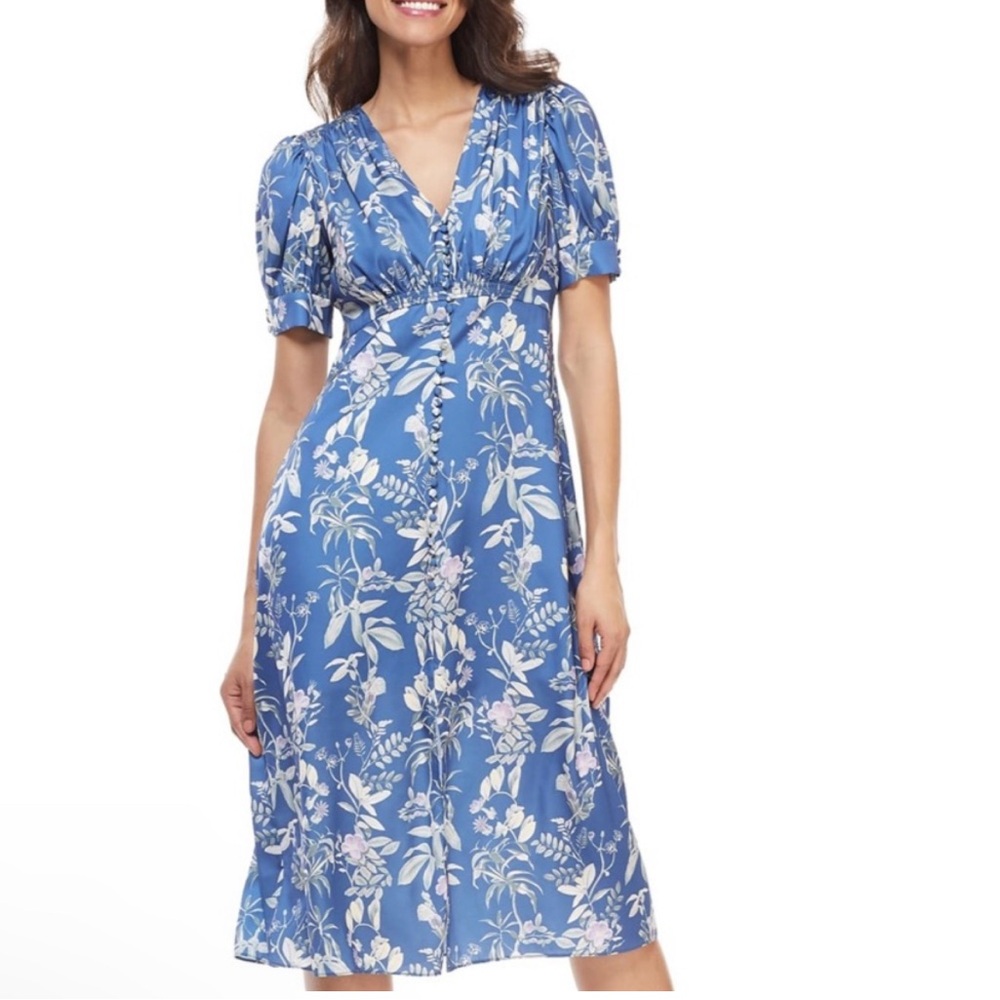 Gal Meets Glam Blue Floral Midi Dress